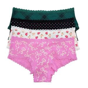 Victoria's Secret Cheeky Lace Trim Panties Womens Medium M LOT OF 4 VS Panty NWT